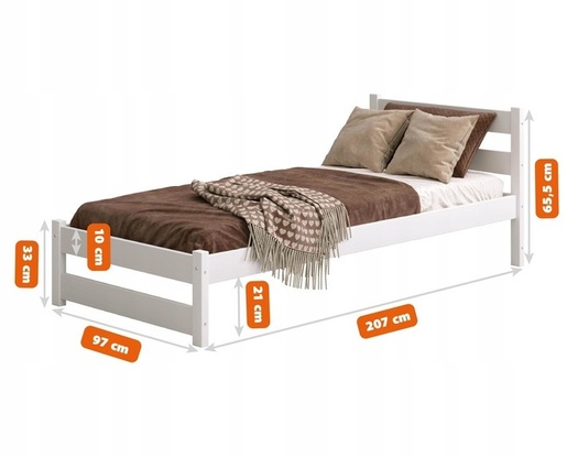 Drveni dječji krevet Zefir - bijeli - 200x90 cm - S ladicom