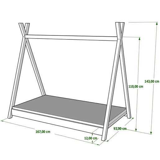 Drveni dječji krevet Tipi - svijetlo drvo - 160x80 cm