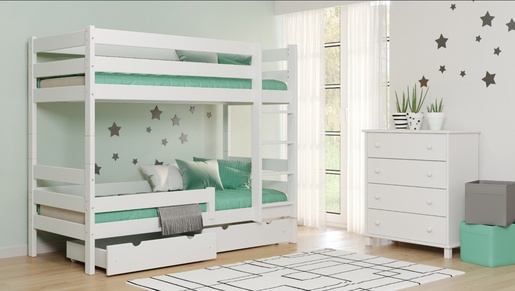 Drveni dječji krevet na kat Gagatek Lux - bijeli - 160x80 cm - Dodatni krevet