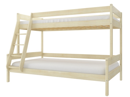 Drveni dječji krevet na kat Familijne - svijetlo drvo - 200x120/90 cm - Dodatni krevet