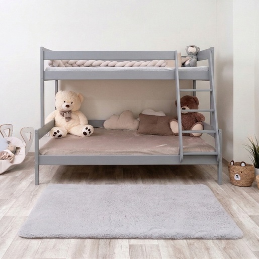 Drveni dječji krevet na kat Familijne - sivi - 200x120/90 cm - Bez ladice