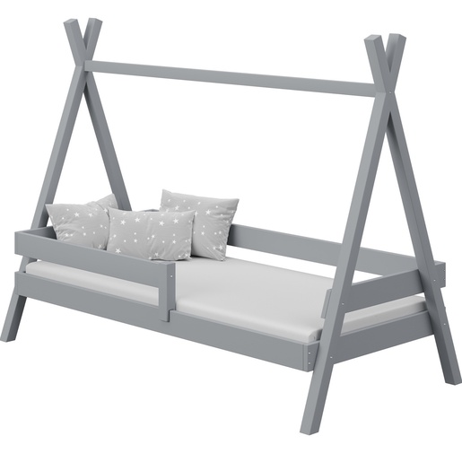 Drveni dječji krevet Tipi Plus - sivi - 200x90 cm