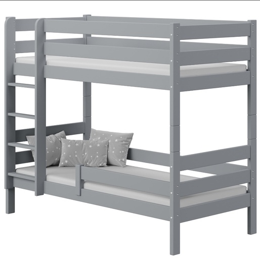 Drveni dječji krevet na kat Gagatek Lux - sivi - 160x80 cm - Bez ladice