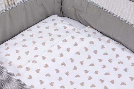 Bubaba BY FreeON posteljina za kolijevku/košaru srca beige