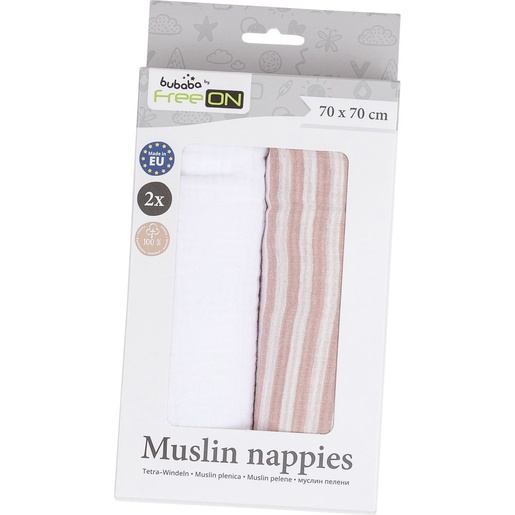 Bubaba BY FreeON tetra pelena muslin 2/1 prugice pink 70x70 cm pink