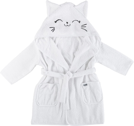 Bubaba BY FreeON ogrtač za kupanje white sa štikom mačka, 104/110/116 84393