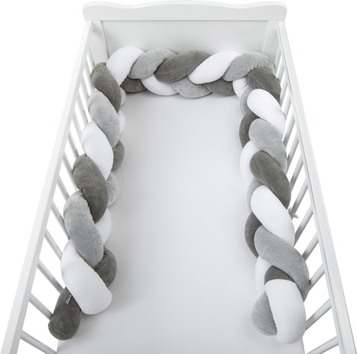 Bubaba BY FreeON ogradica za krevet pletenica 235x15 grey/white