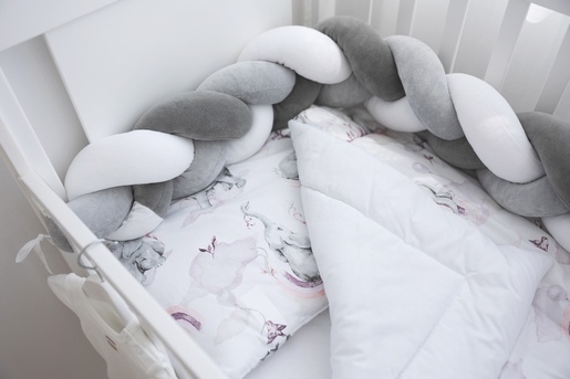 Bubaba BY FreeON ogradica za krevet pletenica 235x15 grey/white