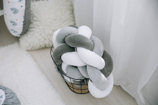 Bubaba BY FreeON ogradica za krevet pletenica 235x15 grey/white