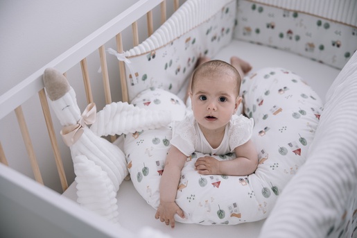 Bubaba BY FreeON jastuk za trudnicu i dojilju i potporu mali, 70 cm, Farma, bijeli multicolor