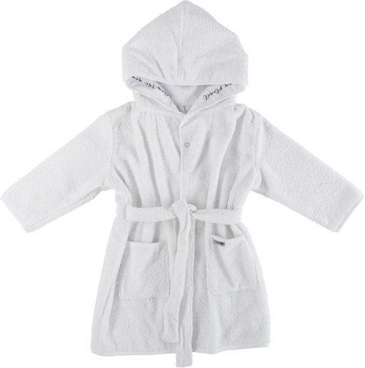 Bubaba BY FreeON ogrtač za kupanje s natpisom na kapuljači 86/92/98 bijela