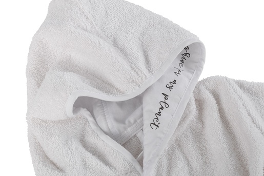 Bubaba BY FreeON ogrtač za kupanje s natpisom na kapuljači 104/110/116 bijela