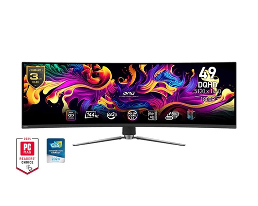 MSI MPG 491CQP QD-OLED, 49" DQHD, 144Hz, 0.03ms, 2xHDMI, DisplayPort, USB-C, gaming monitor