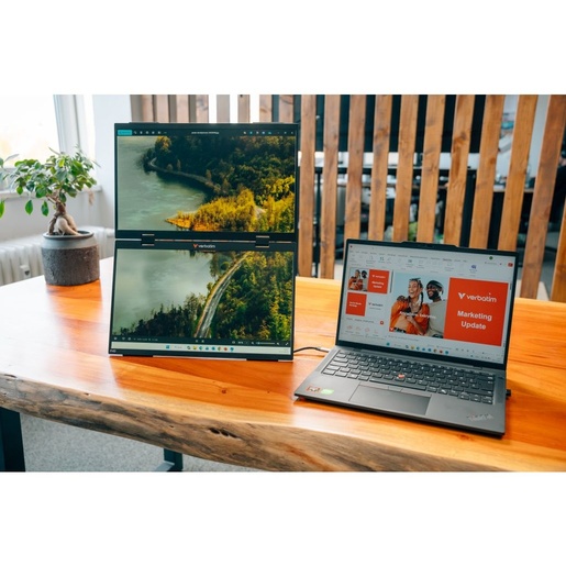 Verbatim #32403 15.6" Full HD 60Hz, 10ms, HDMI, 2xUSB-C, USB-A, dvostruki prijenosni monitor