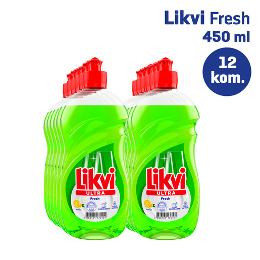 LIKVI deterdžent za posuđe Ultra Fresh 450 ml, 12 komada