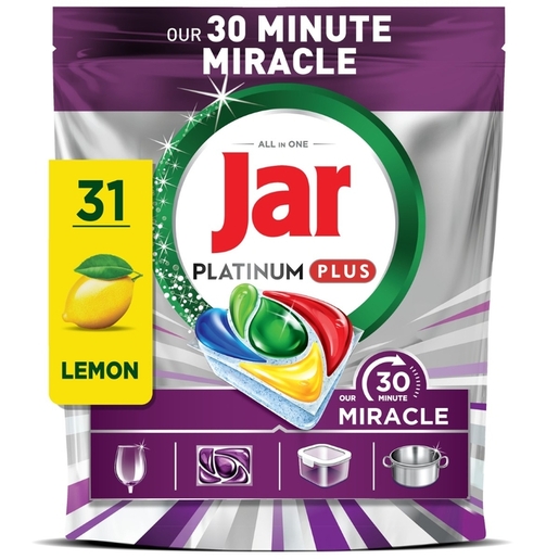 Jar Miracle Platinum Plus kapsule za strojno pranje posuđa, 31 kom