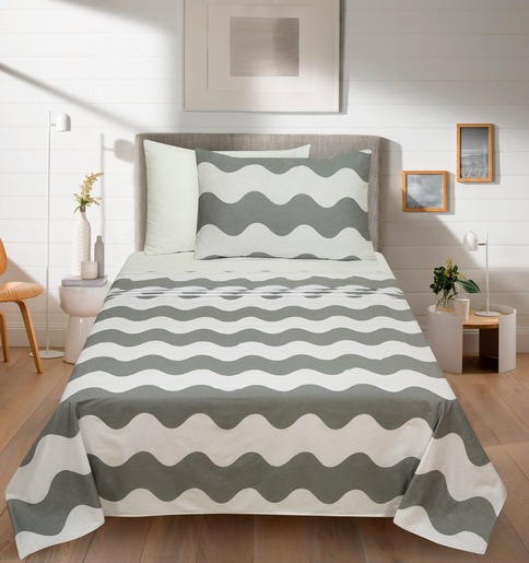 Essenza Sleep posteljina Lancun Mare, 150x270 + 150x240 + 60x80 cm, valovi sivi