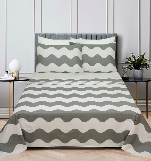 Essenza Sleep posteljina Lancun Mare, 240x280 + 240x260 + 2x60x80 cm, valovi sivi