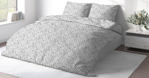 Essenza Sleep posteljina, krep, 200x200 + 2x60x80 cm, bijelo cvijeće