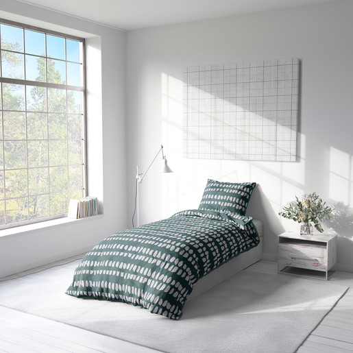 Essenza Sleep posteljina Geometric Line, 140x200 cm, zelena/bijela