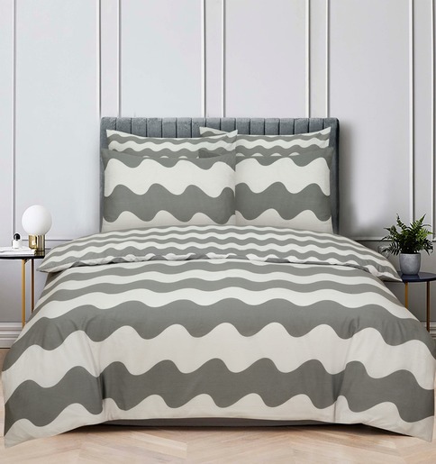 Essenza Sleep posteljina Marine, 200x200 + 2x60x80 cm, valovi sivi