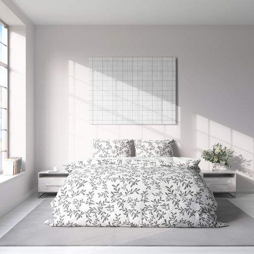 EssenzaSleep posteljina Adela, 200x200 cm, sivo lišće