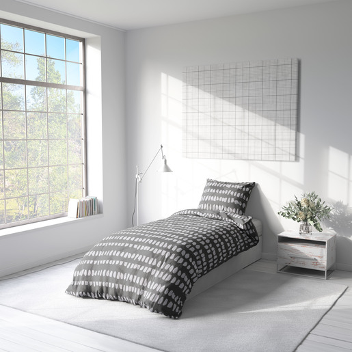 Essenza Sleep posteljina Geometric Line, 140x200 cm, siva/bijela