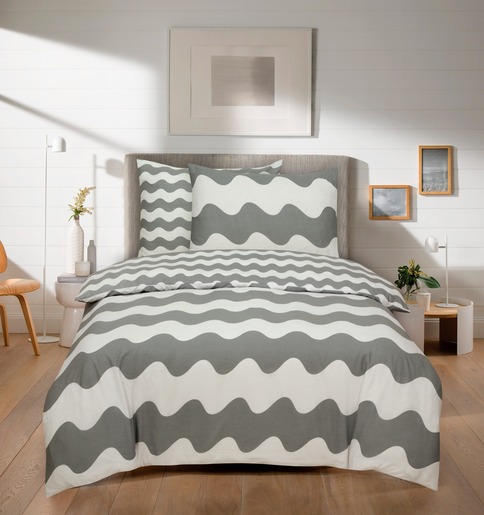 Essenza Sleep posteljina Marine, 140x200 + 60x80 cm, valovi sivi