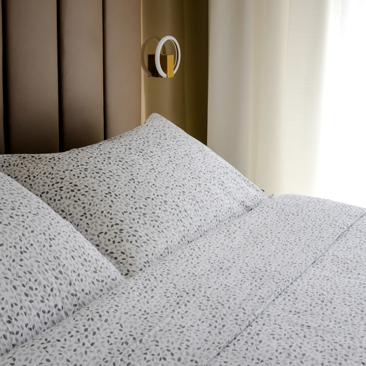 Essenza Sleep posteljina, krep, 200x200 + 2x60x80 cm, sivo lišće