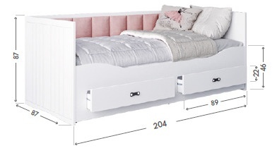 Dječji tapicirani krevet Hermes na razvlačenje - 200x80 cm rozi - 8 cm PE madrac