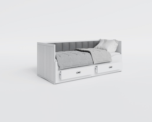 Dječji tapicirani krevet Hermes na razvlačenje - 200x80 cm sivi - 8 cm PE madrac