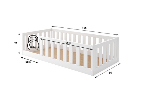 Drveni dječji krevet Bella Sima - bukva - 160x80 cm