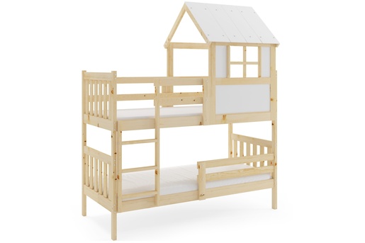 Drveni dječji krevet na kat Kacper House - 190x90 cm - svijetlo drvo
