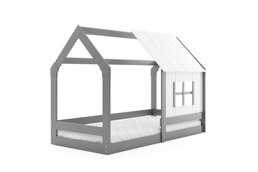 Drveni dječji krevet House s prozorom - 160x80 cm - grafit