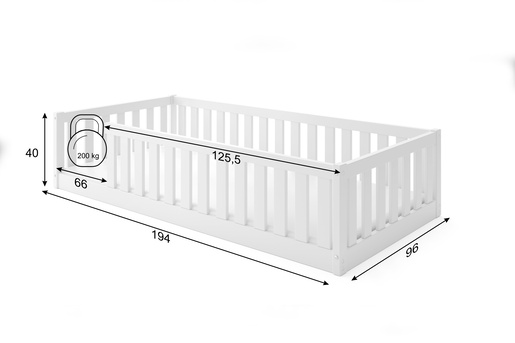 Drveni dječji krevet Bella Sima - bijeli - 190x90 cm