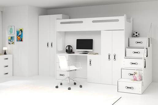 Drveni dječji krevet na kat MAX 4 200x80 cm - bijeli