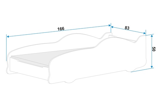 Drveni dječji krevet AUTO 160x80cm - srebrni