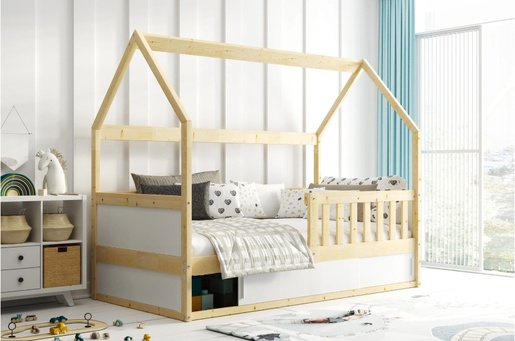 Drveni dječji krevet Smart 2 House s kliznom ladicom - 160x80 - bukva