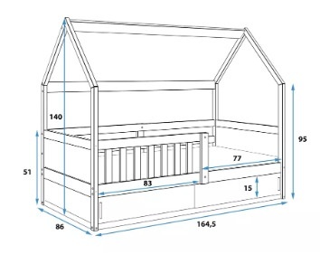Drveni dječji krevet Smart 2 House s kliznom ladicom - 160x80 - bukva