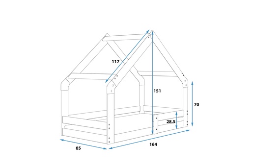 Drveni dječji krevet House 2 - bukva - 160x80 cm