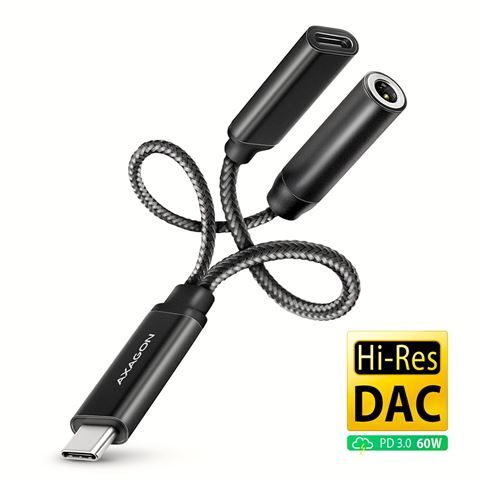 Axagon ADA-HCPD audio adapter, USB-C, 3.5 mm stereo jack