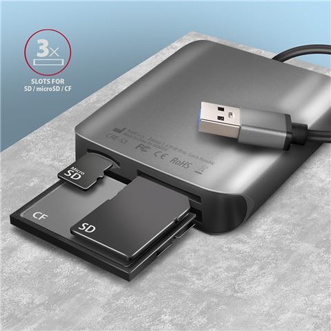 Axagon CRE-S3 čitač pametnih kartica UHS-II 3-slot, USB-A