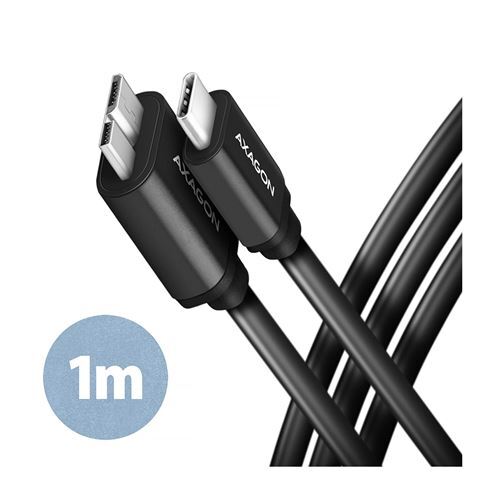 Axagon BUMM3-CM10AB kabel, Micro-B USB na USB-C 3.2 Gen1, 1m, crna