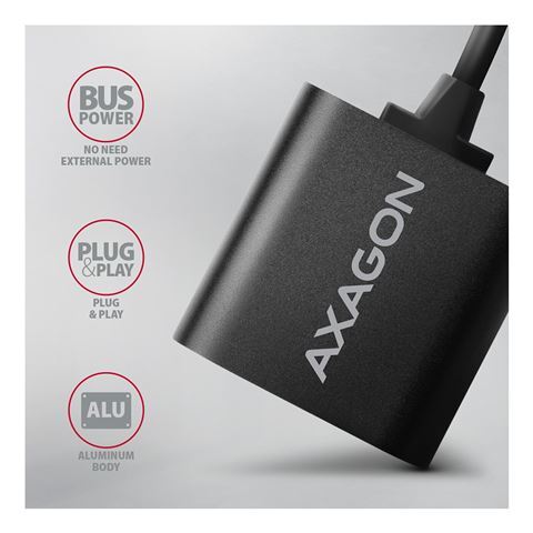 Axagon ADA-12 audio adapter, USB-A na 3.5mm stereo jack, 0.15m, crna