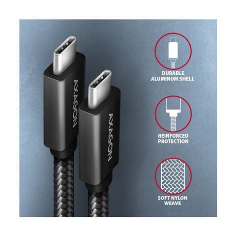 Axagon BUCM-CM20AB kabel, USB-C na USB-C, 2m, crna