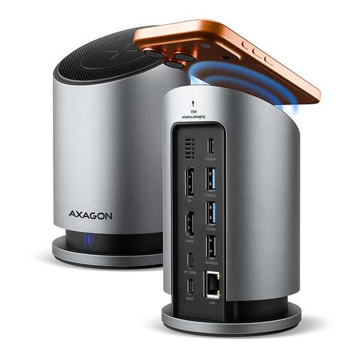 Axagon HMC-WL9 docking station, 3xUSB-A, 1xUSB-C, GLAN, HDMI, DP