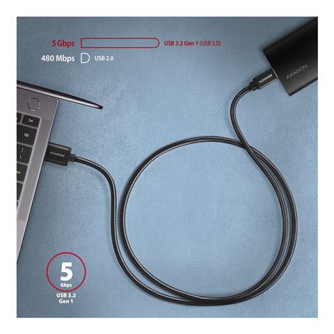 Axagon BUCM3-AM10AB kabel, USB-C na USB-A 3.2 Gen1, 1m, crna