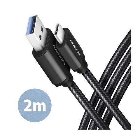 Axagon BUCM3-AM20AB kabel, USB-C na USB-A 3.2 Gen1, 2m, crna