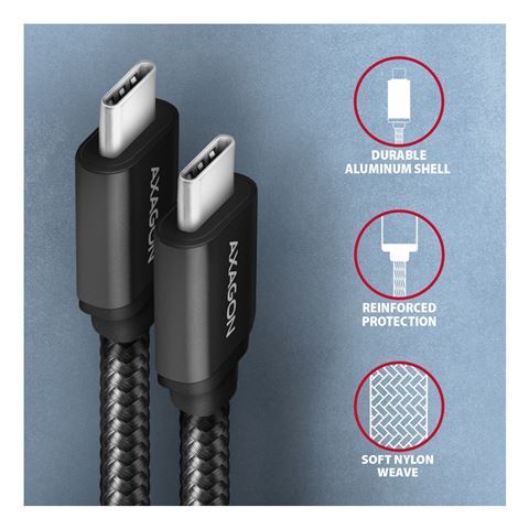 Axagon BUCM3-CM10AB kabel, USB-C 3.2 Gen1, 1m, crna