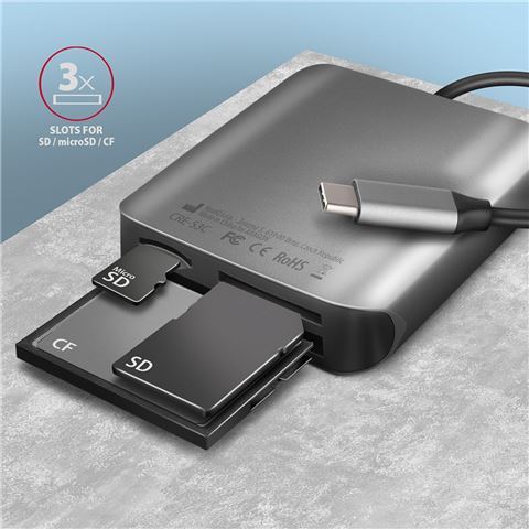 Axagon CRE-S3C čitač pametnih kartica UHS-II 3-slot, USB-C
